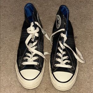 Converse High Top Sneakers in Black and Blue Plaid